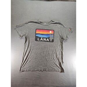 League 91 Lanai Hawaii Graphic T-Shirt Mens 2XL Heather Gray Sunset Landscape